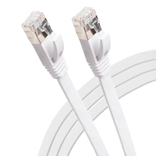 Image of Maplin Ethernet Cable 15M White, Flat CAT6 Gigabit UTP LAN Network Cable RJ45 High-Speed 10Gbps Compatible with Laptop, PC, CCTV, PS4/5, Xbox, Switch, Modem, Router, Smart TV, Sky Box, WiFi Extender