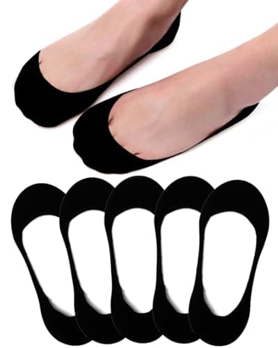 Image of Blu Ninfee No Show Socks Women, Ladies Invisible Multipack Cotton Footsies Shoe Socks 3-5, Low Cut Liner Boat Loafer Sock for Summer Black 5 Pairs