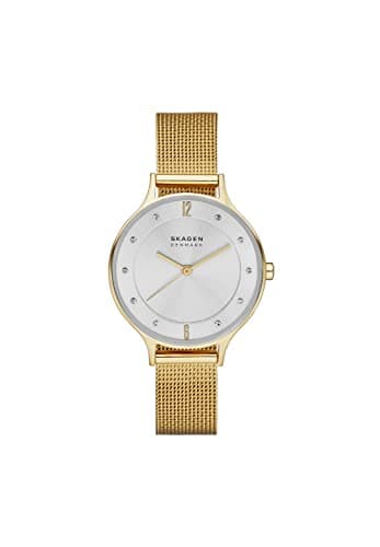 Image of Skagen Watch for Women Anita Lille, Three Hand Movement, 30 mm Gold Stainless Steel Case with a Stainless Steel Mesh Strap, SKW2150