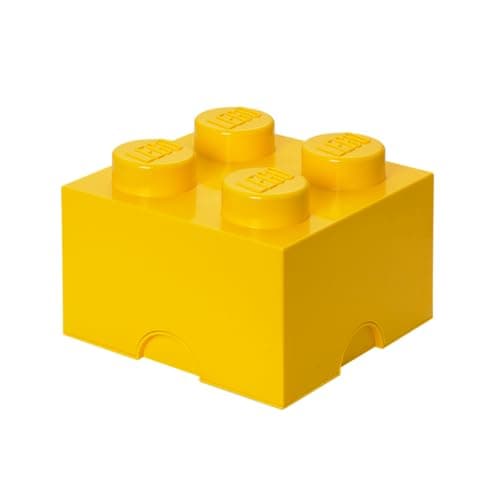 Image of LEGO Storage Brick 4 Knobs YELLOW - Stackable Plastic Storage Box with Lid for Kids and Adults Ideal Desk Organizer and Toy Box - 5.6L Capacity