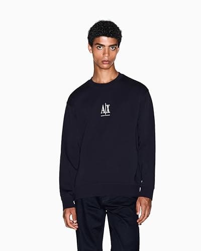 Image of Armani Exchange Men's, Icon project, embroidered logo, crewneck Sweatshirt, Deep navy, L