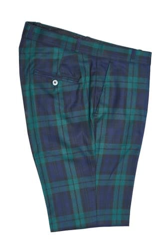 Image of Mens Red Tartan Tweed Check Golf Sta Press Trousers Slim Fit 60s 70s Mod Retro Pants (Black Watch Green Tartan, 38W)