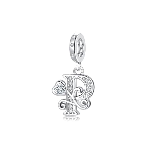 Image of Letter Charms for Pandora Bracelets Silver Alphabet Initial Charms P Bead Pendant Jewelry Gift for Women Girls
