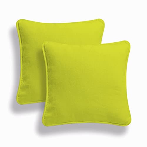 Image of ARLINENS Set of 2 Plain Cotton Soft Decorative Square Cushion Covers throw Pillow cases, Home Decor Decoration For Sofa couch Bed & Chair in 16”18”20” sizes (16x16, Lime Green)