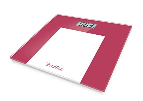 Image of Terraillon Electronic Bathroom Scales, Ultrathin, Automatic on/Off, Big LCD Screen, 150 kg, TP1000 Glass, Pink