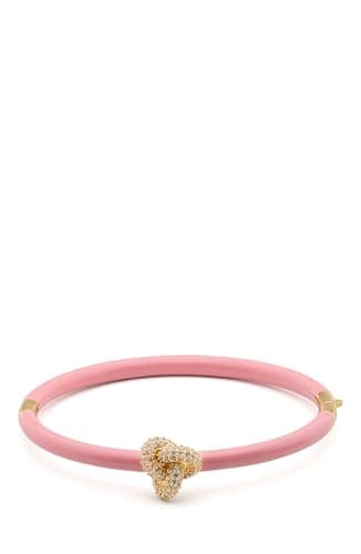 Image of kate spade new york Double Knot Pave Hinged Bangle, One Size, plated metal,stainless steel, enamel,cubic zirconia, Cubic Zirconia