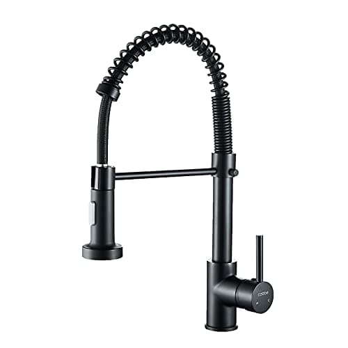 Image of Cobbe Kitchen Sink Mixer Tap, Spring Kitchen Taps with Pull Down Sprayer, Commercial Kitchen Faucet Single Handle Lever, High Arc Swivel 360° 2 Spray Mode Mixer Tap (Black)