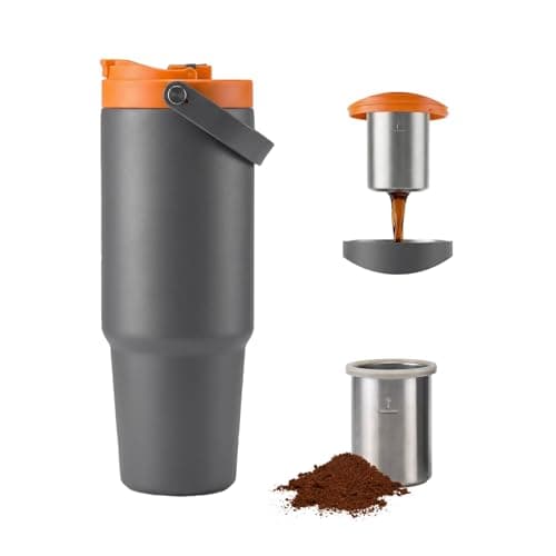 Image of AMZHUB Portable Electric Espresso Maker, 30oz Insulated Stainless Steel Extraction Coffee Cup,Fast Brew with Pressure, Rechargeable, Leak Proof, BPA Free, Ideal for Travel,Commute and Office