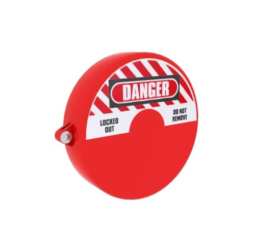 Image of Lockout Tagout Gate Valve Cover - Fits 165mm to 254mm Valves | Industrial Safety Lockout Device | Durable Red Gate Valve Lockout for Workplace Compliance