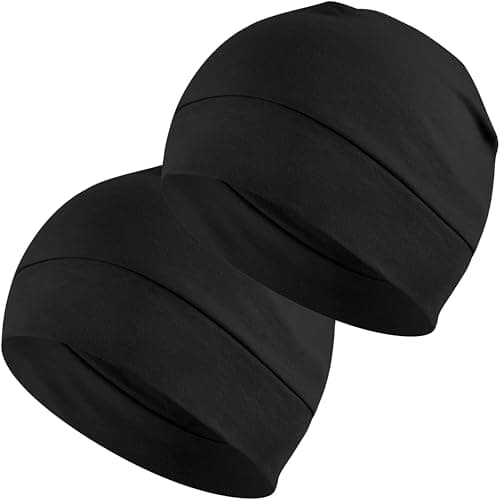 Image of EINSKEY Unisex Skull Caps, 2-Pack Cotton Beanie Hat for Running Cycling Sleeping Cap Chemo Headwear Hard Hat Helmet Liner