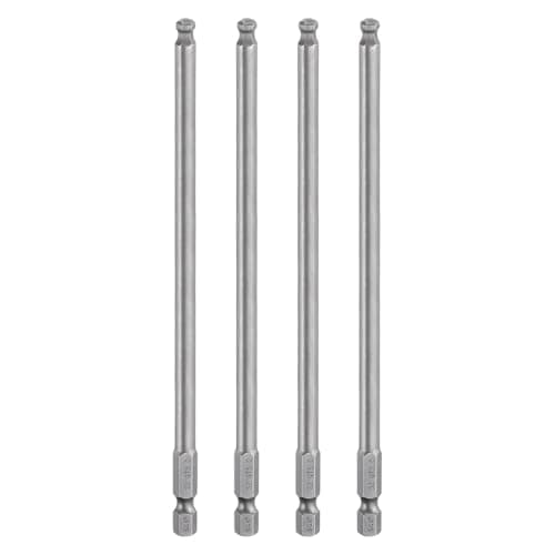 Image of sourcing map 4pcs Ball End Hex Screwdriver Bit 5mm (H5.0) Tip 1/4" Hex Shank 150mm (6") Long Magnetic Ball Head Bits Industrial Grade S2 Steel Metric Screw Driver Bit