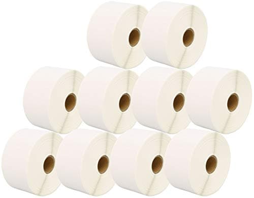 Image of 10,000 Compatible Zebra 50mm x 25mm White Direct Thermal Labels (1000 Labels per Roll) for Zebra Type Printers - Ten Rolls