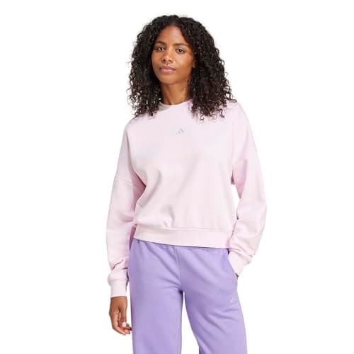 Image of adidas Women's Essentials Small Logo Feel Cosy Sweatshirt, Transparent Pink/White, XXS