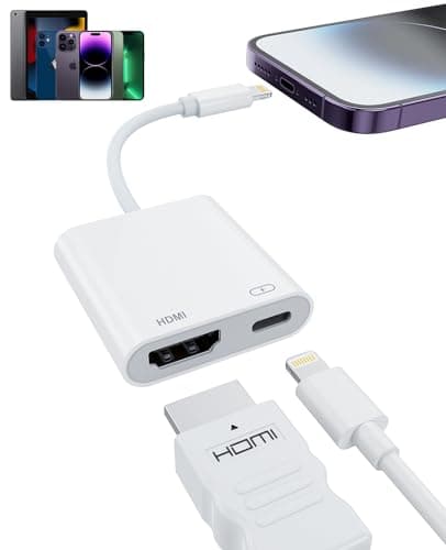 Image of [Apple MFi Certified] Lightning to HDMI Adapter for iPhone/iPad, 1080P Digital AV Converter Sync Screen Connector Cable, Plug & Play iPhone to HDMI Adapter for TV/Projector/Monitor – No Power Needed