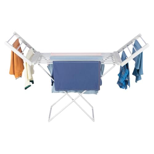Image of Homefront 220W Electric Heated Clothes Airer – Folding Indoor Dryer Rack with Winged Design, Portable Free-Standing Aluminium Laundry Dryer, Energy-Efficient, Silver