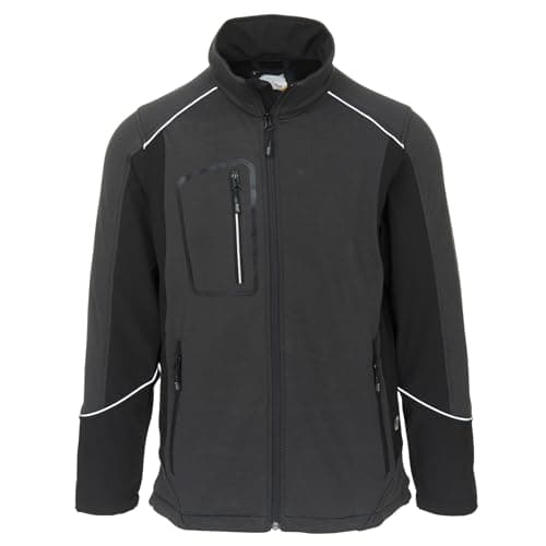 Image of ORN Softshell Jacket | Showerproof Jacket Mens | Outdoor Workwear - Casual Jackets for Men UK | Lightweight, Breathable Smart Jacket with reflective Trim - 4800 Shearwater, Black-Grey, Large