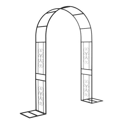 Image of Bonnlo 7.5ft Garden Arch, Metal Arbor with Flat Base Design for, Lawn, Wooden Floor, Concrete, Garden Archway with Side Trellis for Climbing Plant
