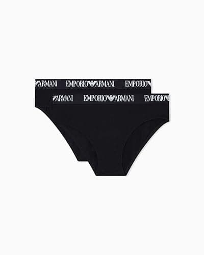 Image of EMPORIO ARMANI Woman's Essential Cotton 2-Pack Brief, Black, L