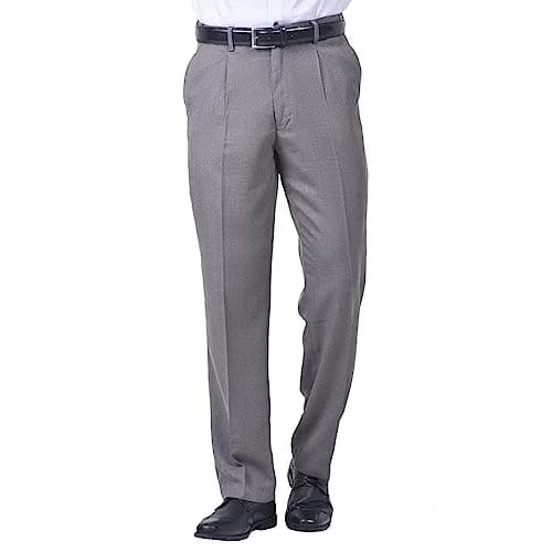 Image of James Holton Men’s Formal Elasticated Trousers Stretch Waist Smart Trousers for Men | Grey 34 Waist and 27 Leg