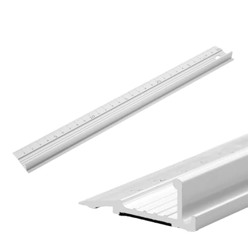 Image of White Aluminium Cutting Ruler, With Raised Grip, Metal Safety Ruler, Multifunctional Precision Metal Safety Rulers, For Length Measurement (Silver-30cm)