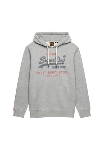Image of Superdry Men's Casual Vintage Logo Heritage Hoodie, College Grey Marl, XXL