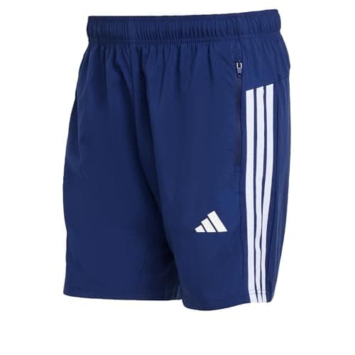 Image of adidas Men's Workout Essentials Base 3 Stripes Woven Short, Dark Blue/White, L 5 inch