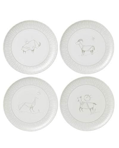 Image of Royal Doulton Ellen Degeneres Cave Painting Side Plate 21cm Set of 4, Porcelain, Ivory, 21, 40027661