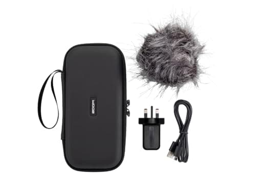 Image of ZOOM APH-6e Accessory Pack for H6essential Handy Recorder – Complete Kit with Windscreen, Power Adapter, Case, USB-C Cable – For Mobile Audio Recording – UK Version – Black
