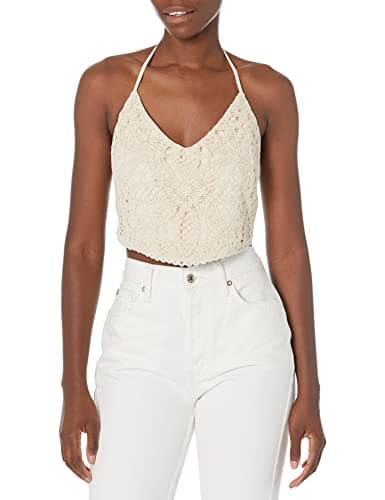 Image of Guess Women's Sleeveless Amber Lace Top Shirt, Natural Multi, M