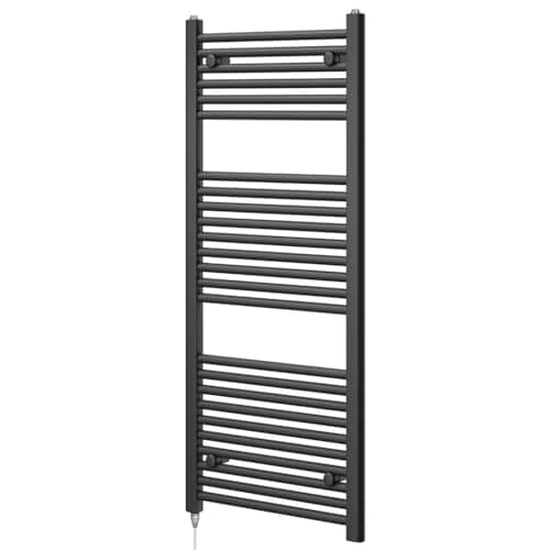 Image of Newark Anthracite Electric Heated Towel Rail Wall Mounted Slim Ladder Design Bathroom Radiator - 1200mm x 500mm