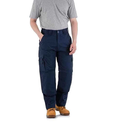 Image of WrightFits Falcon Work Trousers Men - Heavy Duty Work Pants for Men Durable Trademens Workwears - Cargo Combat Trousers Triple Stiching Multi Pocket Kneepad Pocket 34/33 Navy