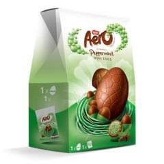 Image of Aero Peppermint Mini Eggs Giant Egg 270g. A smooth peppermint flavoured chocolate egg with 1 bag of peppermint Aero mini eggs