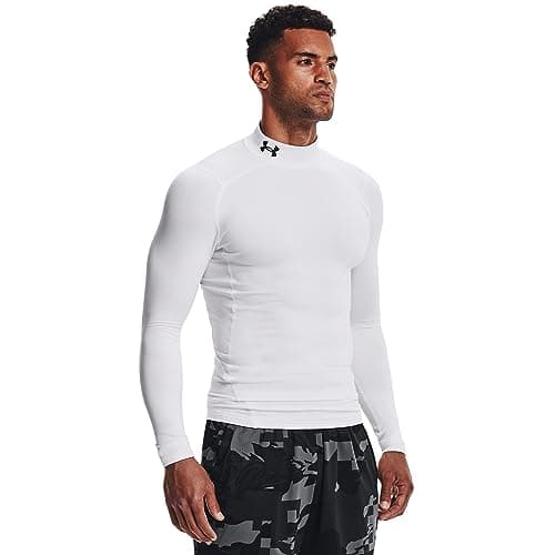 Image of Under Armour UA CG Armour Comp Mock - Long Sleeve - Tops - White/Black - Size: MD
