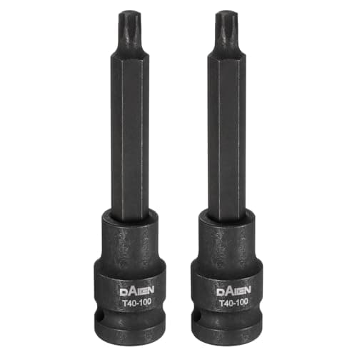 Image of sourcing map 2pcs T40 Torx Bit Socket 100mm/3.94" Length 1/2" Square Drive Star 6 Point Extension Impact Bit Power Nut Driver Set S2 Steel Socket Ratchet Wrench Bits, Black