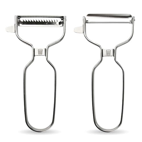 Image of Chefkoch Premium Peeler Set, Stainless Steel - Julienne Peeler & Two-Way Peeler for Quick Peeling - Dishwasher Safe, Left & Right Handed - Silver
