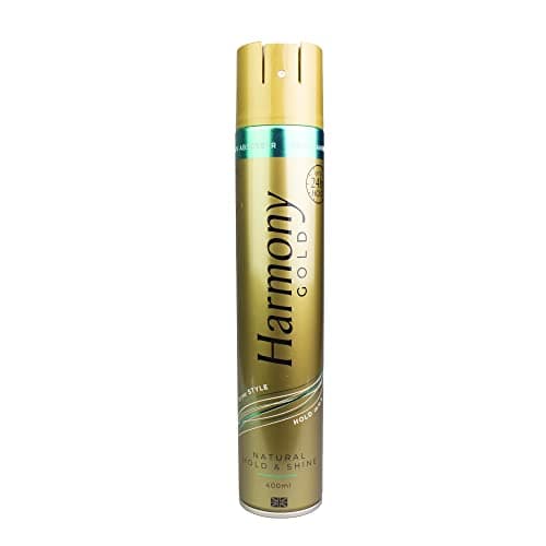 Image of Harmony New Gold HairSpray Natural Hold and Shine 400ml With UV Filters Argon Oil Vitamin Pro B7