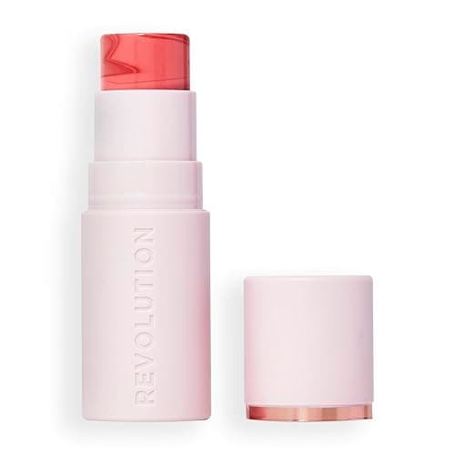 Image of Revolution, Skin Silk Marble Blush Stick, Buildable Colour for Cheek, Eye, & Lip, Cream-to-Powder Formula, Vegan & Cruelty-Free, Rosy Cheeks, 4.5g