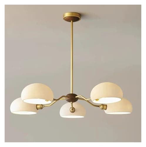 Image of Aioneer White Glass Pendant Light Old Brass E27 Bulb Parlor Bedroom Pendant Lamp Copper Dropshipping-Warm White-5 Lights