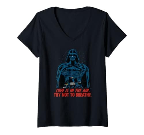 Image of Womens Star Wars Darth Vader Love is in the Air Valentine’s Day V-Neck T-Shirt