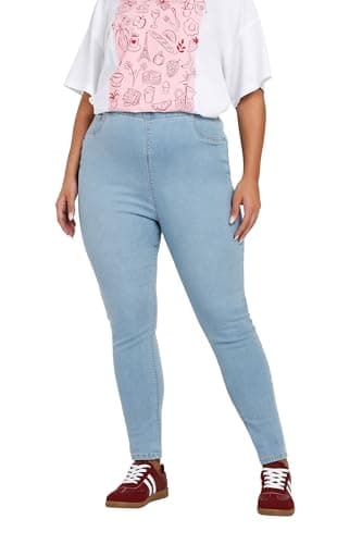 Image of Yours for Good Curve Pull On Stretch Jenny Jeggings - Women's - Plus Size Curve Light Blue