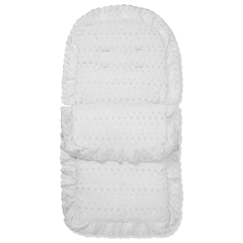 Image of FYLO Universal Broderie Anglaise Pushchair Footmuff – Soft Cosy Toes Liner for Prams, Strollers & Buggies – Padded for Comfort, Machine Washable – Elegant Lace Trim – Fits All Models (White)