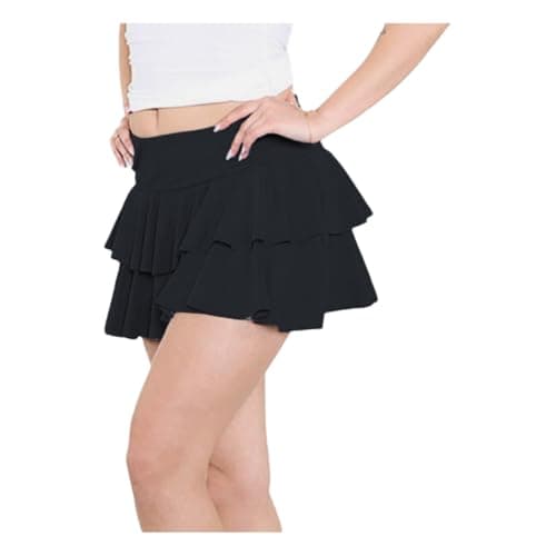 Image of L S U Girls RARA Skirt Plain Ruffle Layered Mini Skirt Frill Dance Gathering Skirt (UK, Age, 13 Years, 14 Years, Regular, Black)