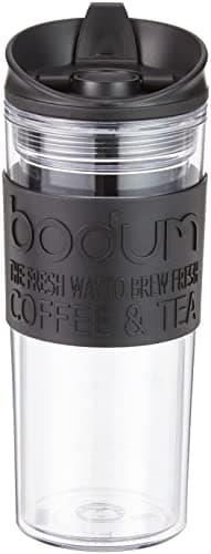 Image of BODUM 11101-01S Travel Mug Insulated Plastic with Flip Lid 0.45 Litres