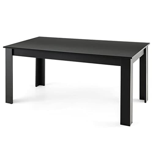 Image of TANGZON 160 x 80cm Wooden Dining Table, 6-8 Seater Rectangular Kitchen Table with Non-slip Foot Pads & Wood Grains, Modern Dinner Table for Dining Room Living Room Office, Easy Assembly (Black)