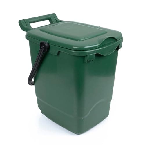 Image of Large Compost Caddy - Green - for Food Waste Recycling (23 Litre) - 23L Plastic Composting Kerbside Bin