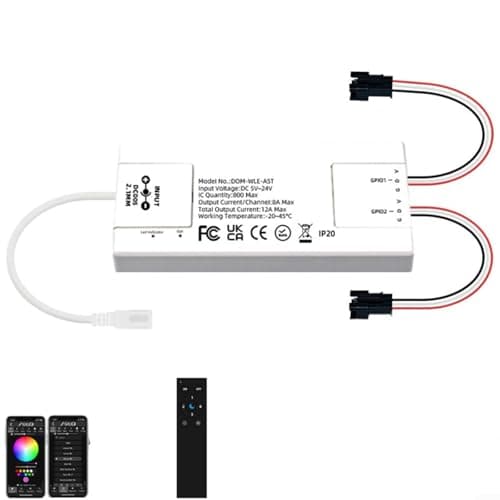 Image of LED Strip Controller with Mic and Sound Reactive Modes for ESP32/ESP8266, 100+ Dynamic Effects, DC 5V-24V, Compatible with WS2811/WS2812B/SK6812, White, for IDEAL for DIY Home(A)