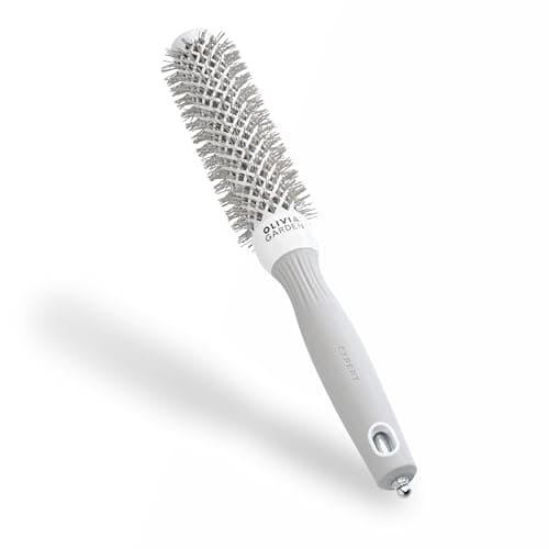 Image of Olivia Garden Expert Blowout Speed – White & Grey - 25 - Ceramic Coated Round Brush with Extra Long Barrel for 25% Faster Blowouts