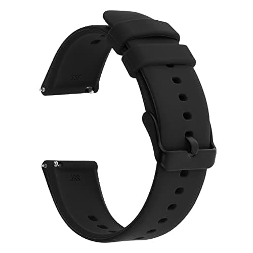 Image of TIESOME Silicone Watch Bands, Quick Release Waterproof Soft Rubber Replacement Straps with Silver Plated Stainless Steel Buckle Compatible with Smart Watch Sport Watch for Men Women (22mm, Black)
