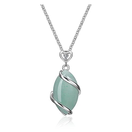 Image of Jovivi Green Aventurine Crystal Necklace Women,Wire Wrapped Natural Jade Gemstone Reiki Healing Stone Pendant Necklace Jewellery Gifts, 1 Count, 6 g