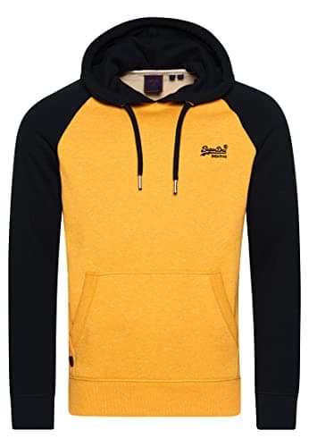 Image of Superdry Men's Vintage Logo EMB Baseball Hood Sweatshirt, Turmeric Marl/Eclipse Navy, M